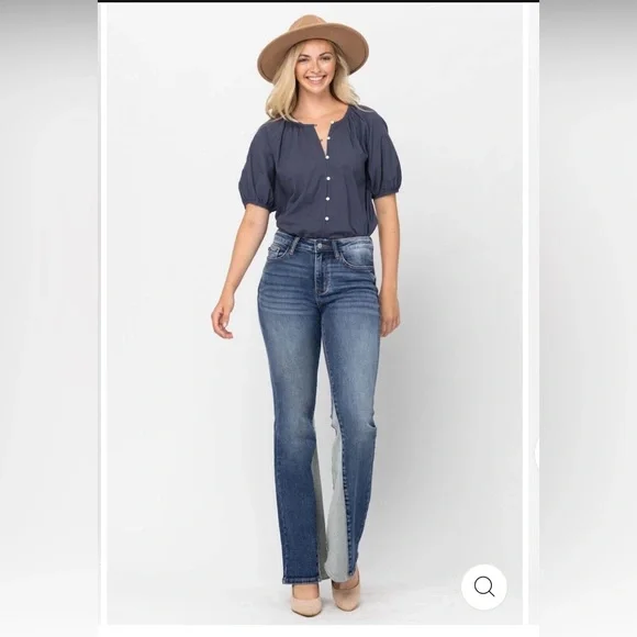 Judy Blue Two-Tone Flare fit Jeans - Picture 3 of 14